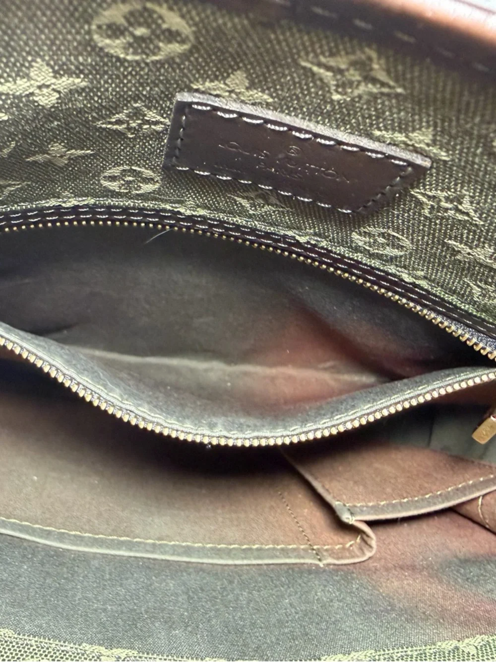 COA included - Louis Vuitton Mini Lin Monogram Shoulder Bag in Olive Green